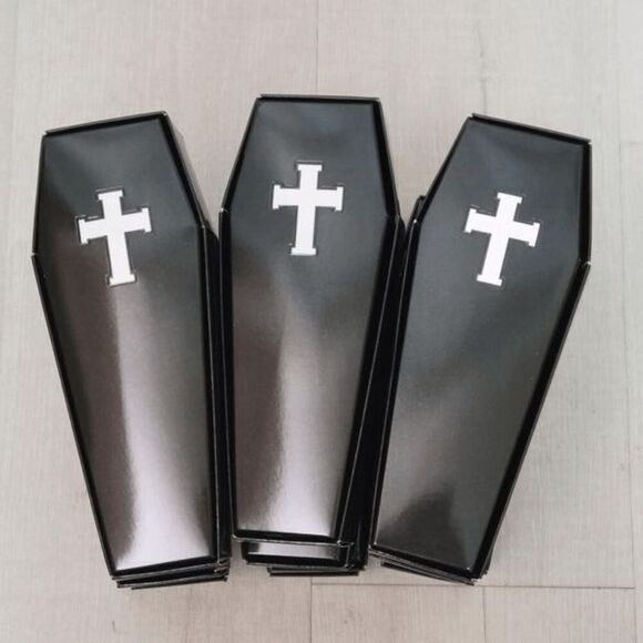 ⚰️12pcs Set Halloween Goth Coffin Casket Party Favor Treat Boxes Black Cardboard - Picture 7 of 13